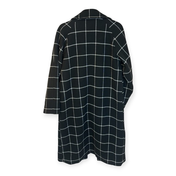 Joe Fresh Black & White Plaid Open Front Long Oversized Jacket Coat Sz Small - Picture 3 of 9
